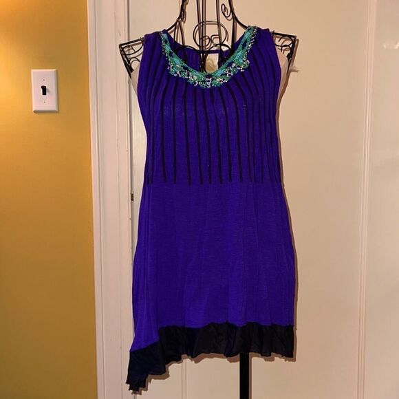 Ric Rac flowy boho top w bead detail S - Picture 1 of 6